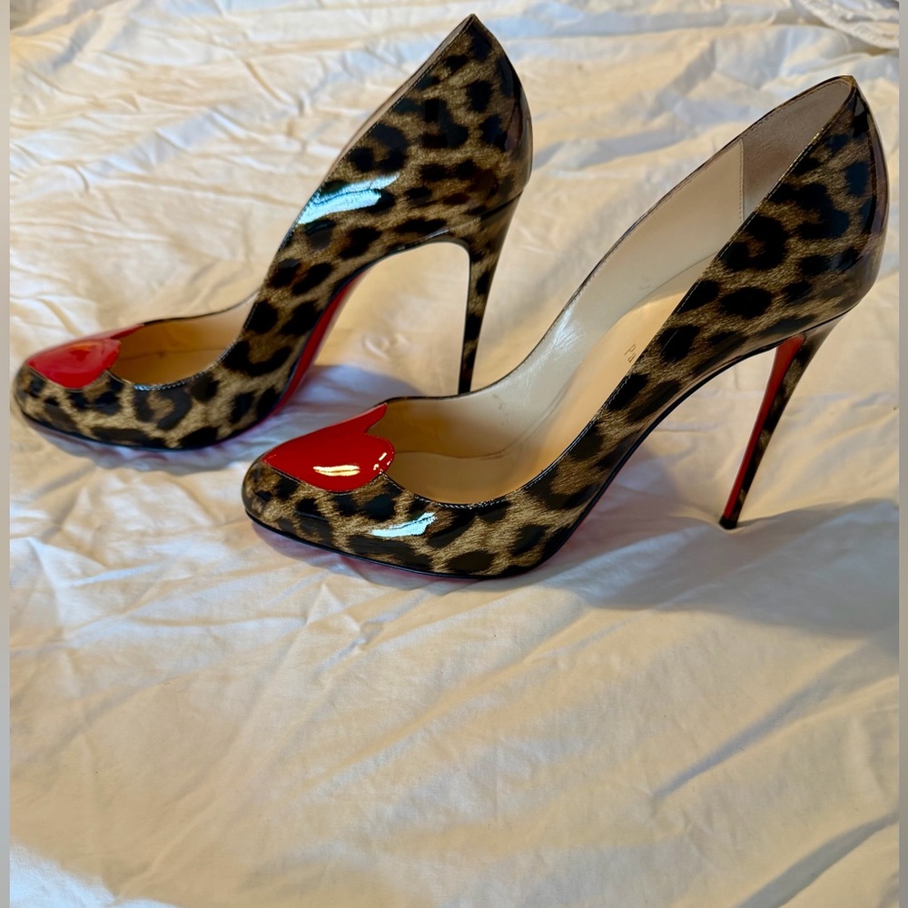 Christian Louboutin Doracora 100 Patent Leather Leopard Heels - Size 42 - Picture 2 of 8